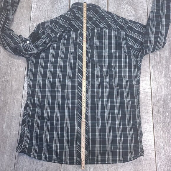 Roar Men Biker Rockabilly Shirt Size XL Black Plaid Strength Refined Long Sleeve - Picture 9 of 10